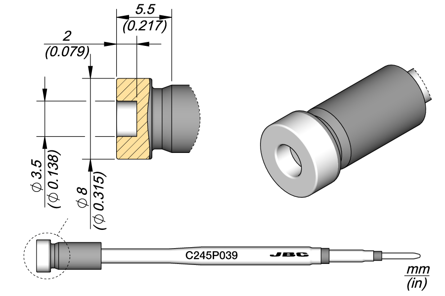 C245P039 - Pin / Connector Cartridge Ø 3.5